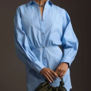 Maeve Light Blue Button-Up Mini Dress